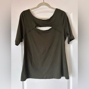 Fabletics NWT Cutout Emilia Green Tee Shirt XL dark green